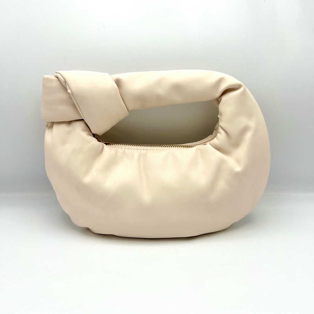 Melie Bianco Alexandra Top Handle Bag Cream NWOT Vegan Leather Knot Hobo